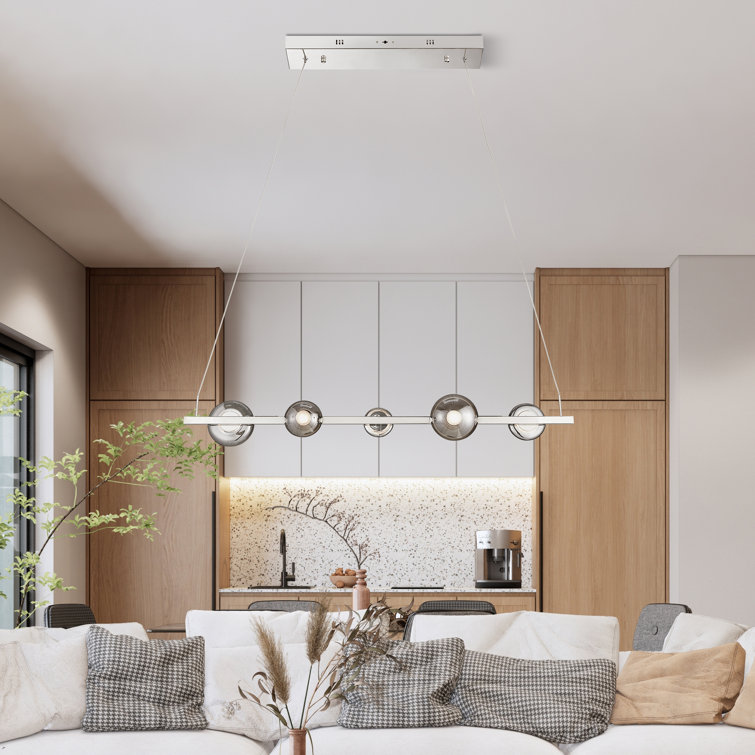 Ivy Bronx Orbis Linea Dimmable Integrated LED Polish Nickel Chandelier